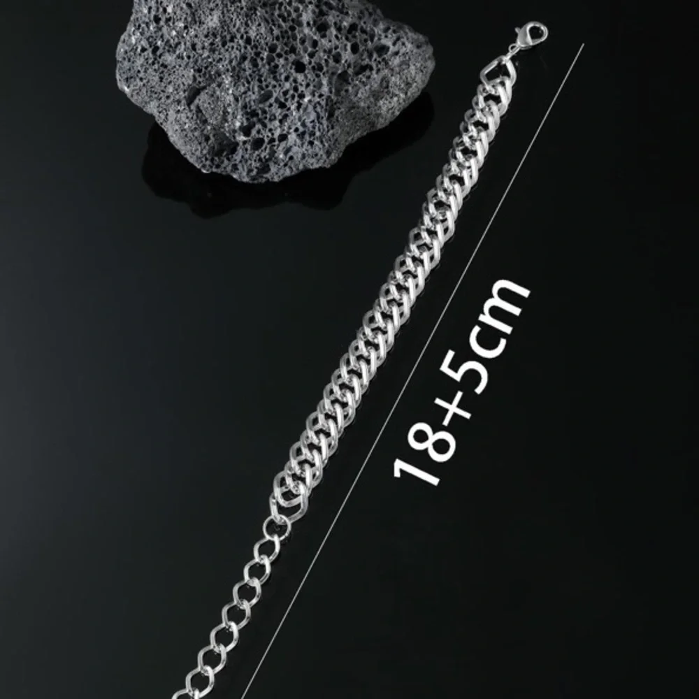 Unisex Minimalist Silver Tone Link Fashion Bracelet BR06